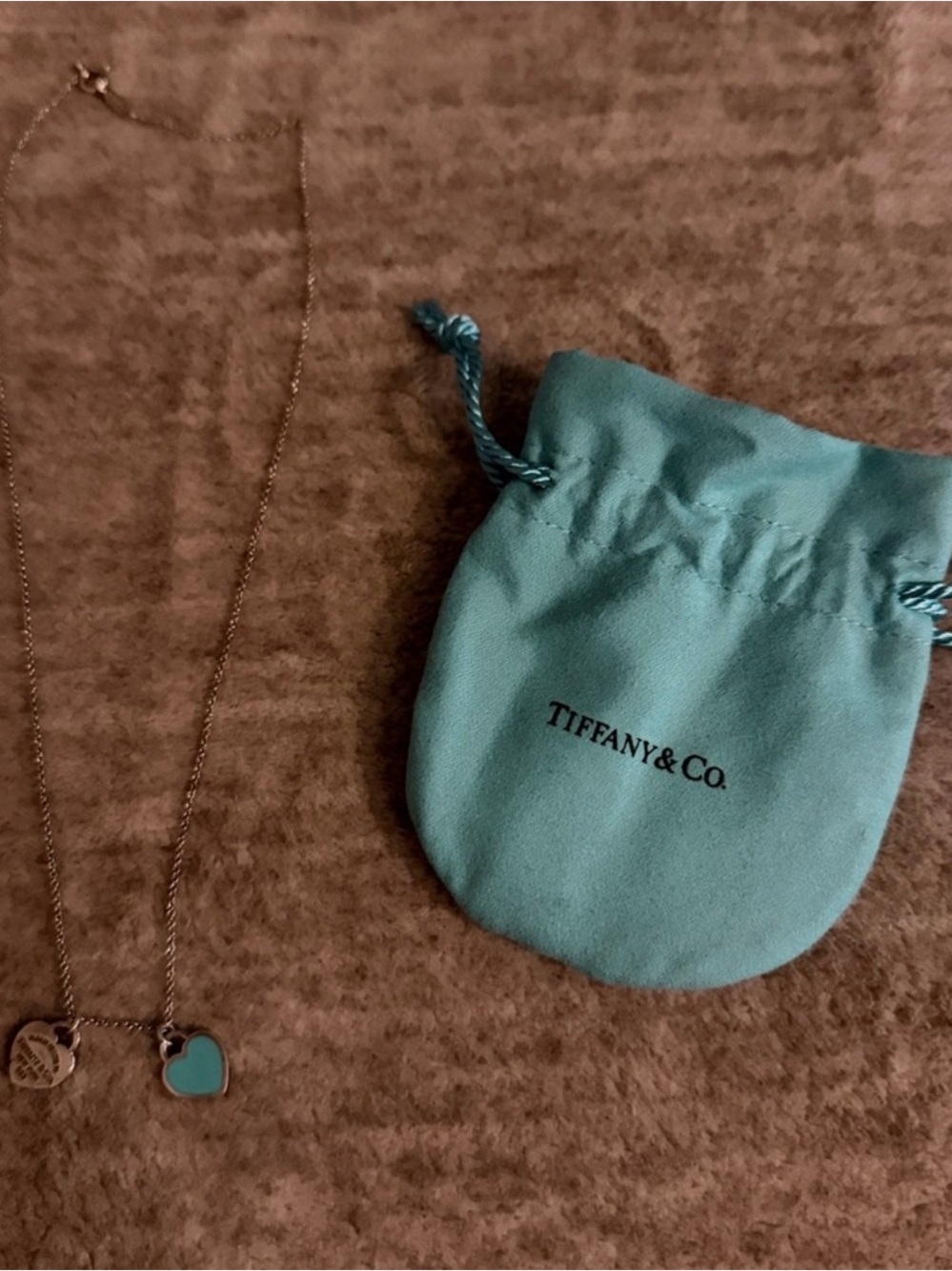 Tiffany & Co. necklace with Small Tiffany Blue Drawstring Pouch